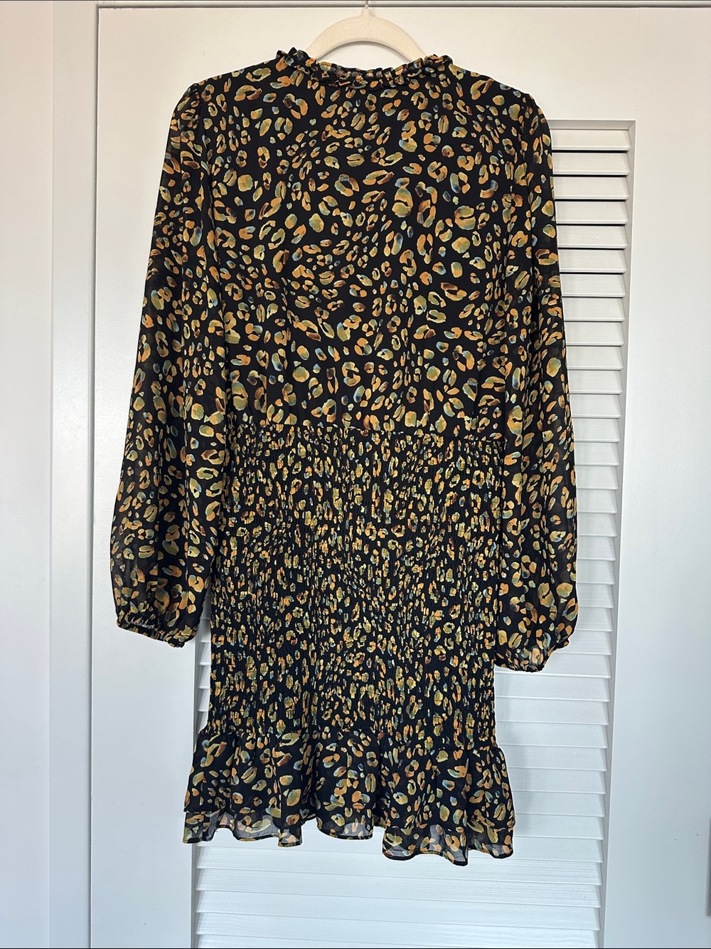 Lost + Wander Black Mini Dress with Gold and Tan Leopard Print - Picture 3 of 3